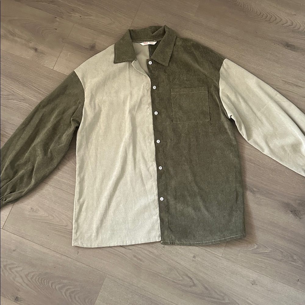 Romwe Two-Tone Olive Green and Match Green Top